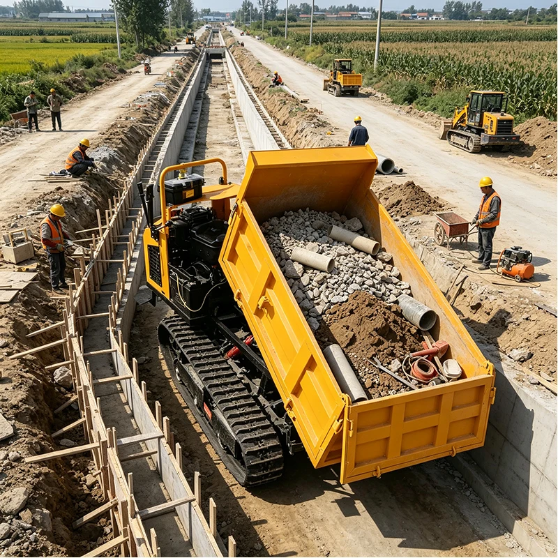 Agricultural Crawler Carrier Truck Hydraulic Self Dumping System Rubber Track Vehicle for Soil Gravel and Farm Transport