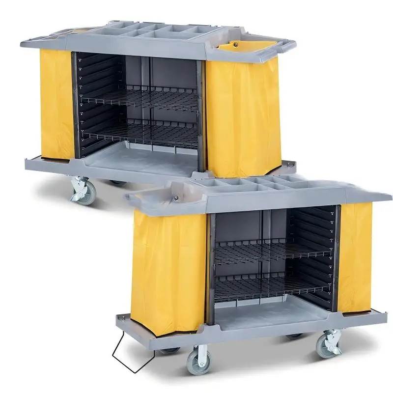 Quiet Design Surface Easy to Clean up Cleaning Home Restaurant Service Trolley With Housekeeping Maid Cart