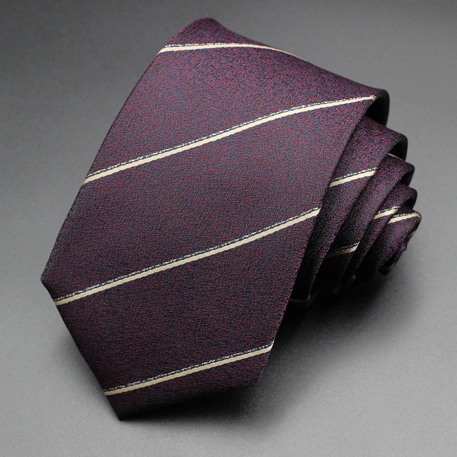تصميم جديد الأعمال 8 سنتيمتر الرجال التعادل أحمر داكن رمادي بني أزرق مخطط ربطات العنق للرجال حفل زفاف العريس طوق اكسسوارات هدية #3