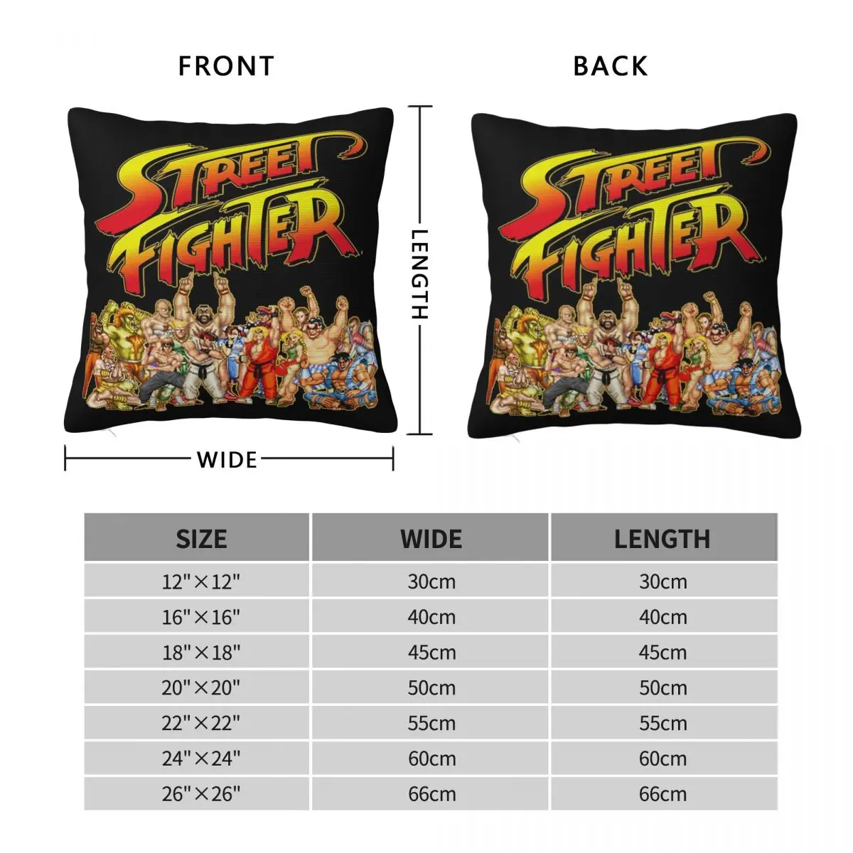 Street Fighter Retro Game Square Pillowcase Polyester Linen Velvet Printed Zip Decorative Home Cushion Cover