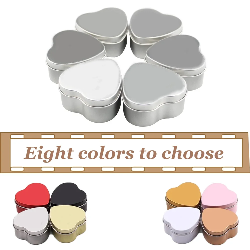 12PCS 2oz Heart Shaped Metal Tins Tinplate Empty Candy Jars Empty Refillable Aluminum Candies Cans DIY Crafts Cosmetic Container