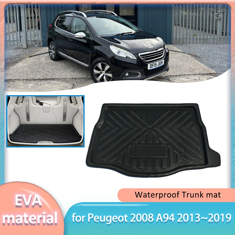 

Коврик в багажник автомобиля для Peugeot 2008 A94 2013 ~ 2019 2014 2015, подкладка для багажника, напольный ковер для багажа, водонепроницаемый чехол, часть аксессуаров