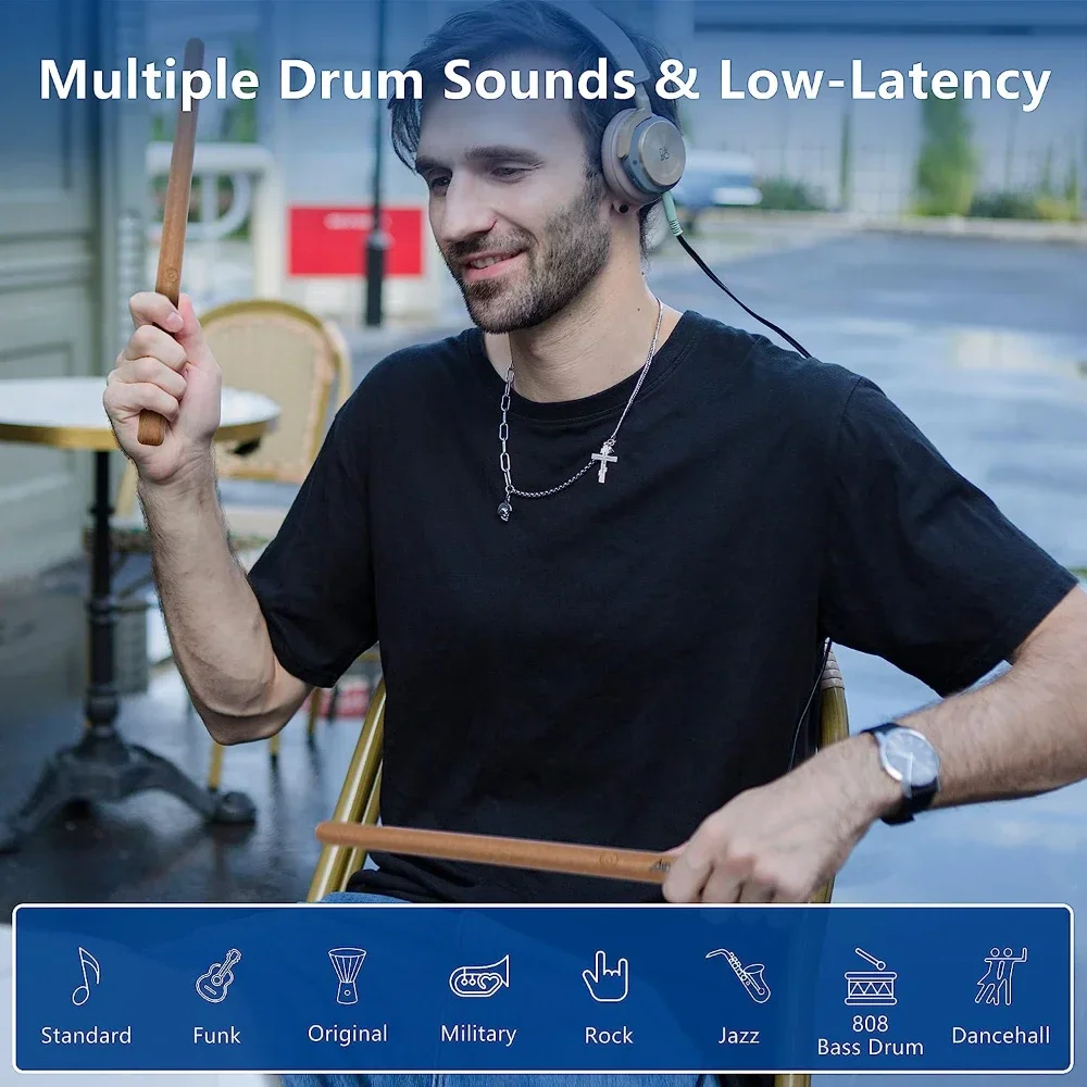 Pocket Drum 2 Plus, juego de baquetas de aire eléctricas digitales somatosensoriales, baquetas, pedales, adaptador Bluetooth