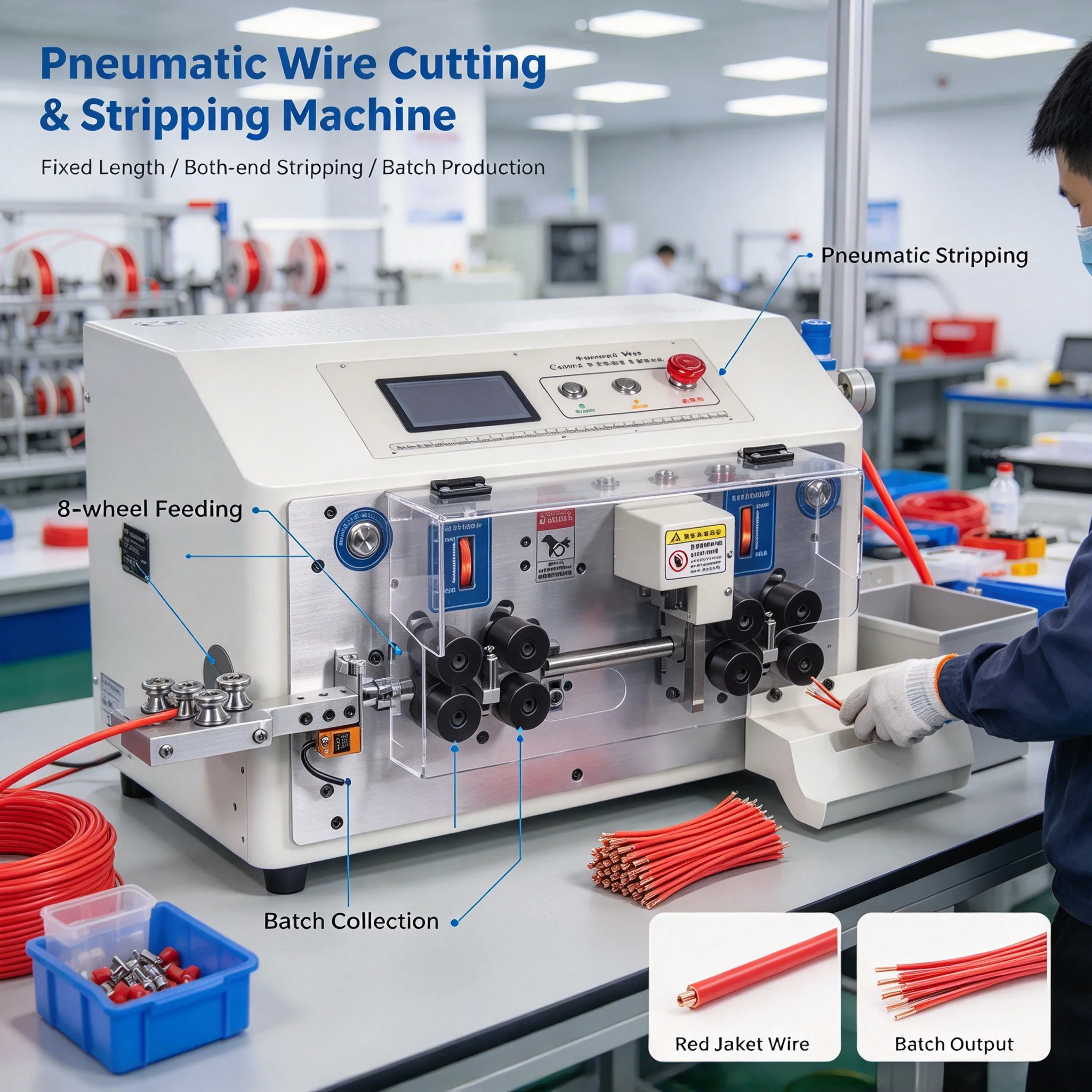 SWT-608-SDN SDS 4 Wheels Automatic Peeling Stripping Cutting Machine For Computer Short Wires Stripper 0.1-6mm2 AWG10-AWG28 220V