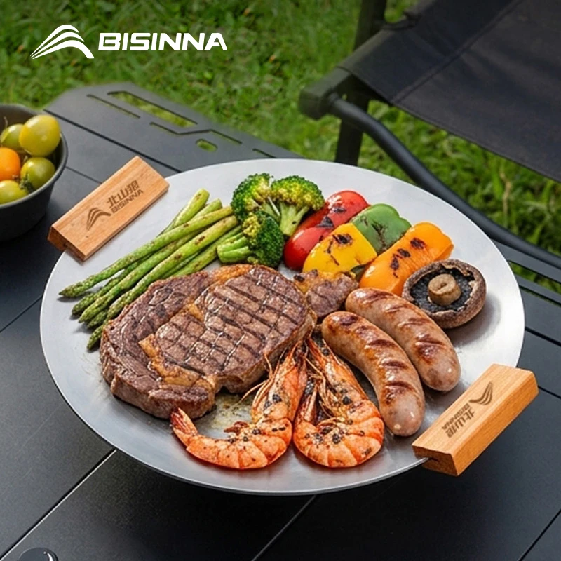 bisinna-bbqグリルパン-ステンレス製-ノンスティック-ベーキングトレイ-家庭用-アウトドア-ピクニック-キャンプ-ハイキング-万能フライパン