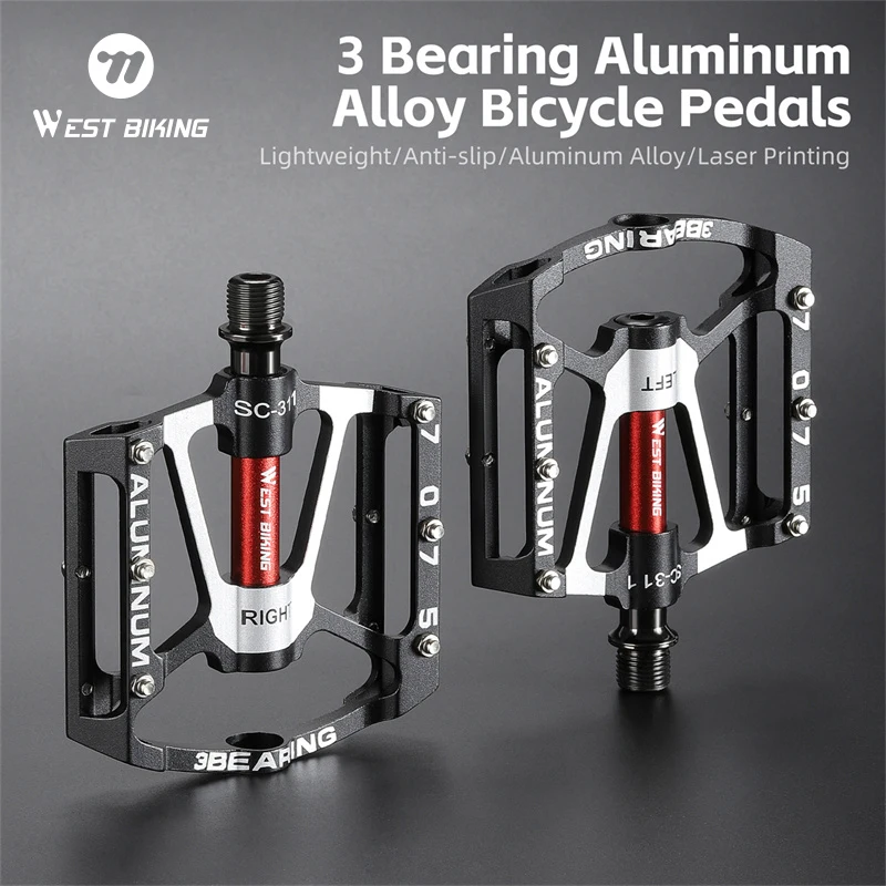 WEST BIKING Lokaler Versand 3-Lager Fahrradpedale CNC Aluminiumlegierung Rutschfeste MTB Rennrad-Pedale Breite Pedale Professionelles Fahrradzubehör