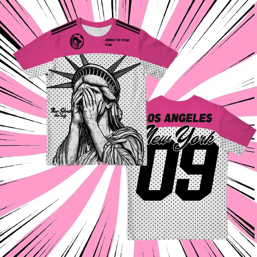 

New Fun Printed T-shirt Hip-hop Street Style Short-sleeved Couple Style Fashionable Loose Versatile Round Neck Trendy Top