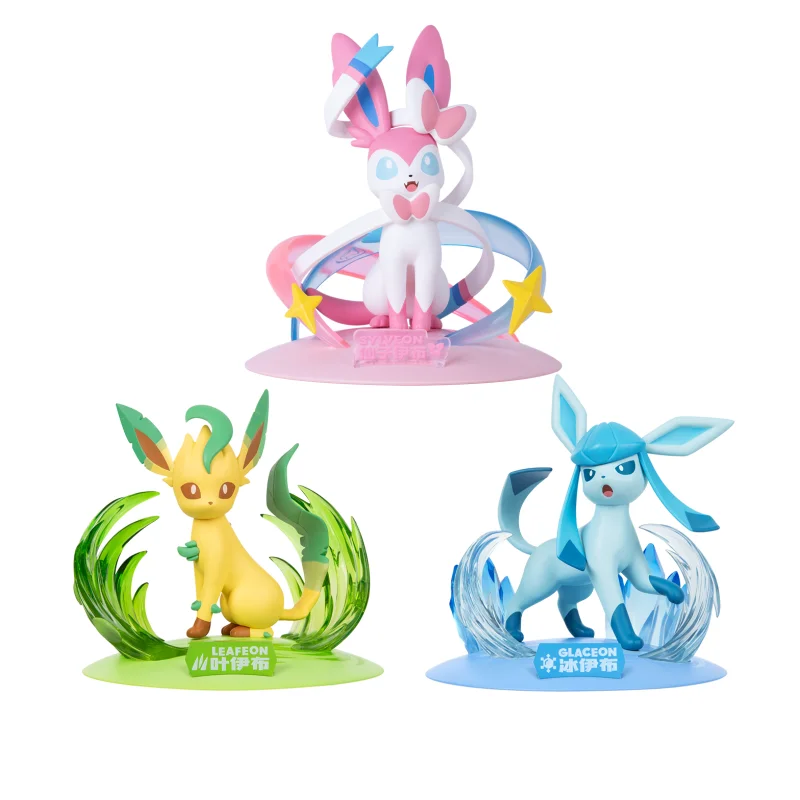 

Anime Pokemon Sylveon Leafeon Glaceon Figurine Original Funism Genuine Action Figures Collection Model Ornaments Toys Gifts