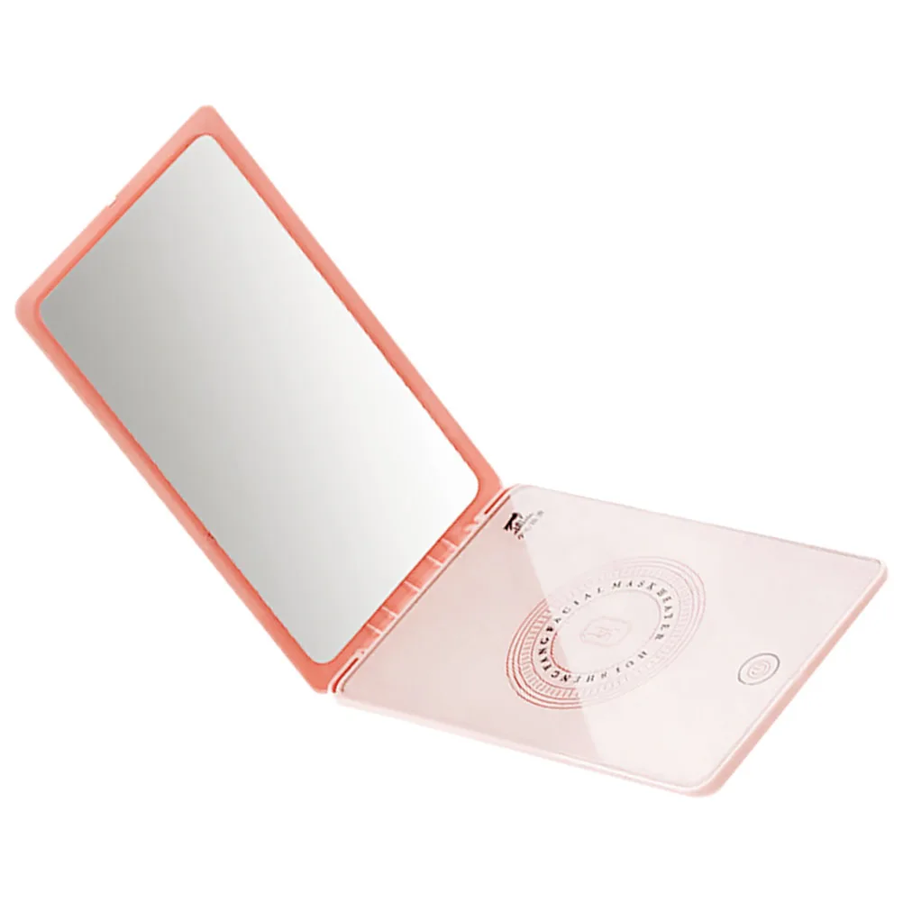 مرآة الوجه الوردي المحمولة مرآة ماكياج قناع السفر سخان المحمولة ورقة قناع العناية بالبشرة آلة دفئا آلة العناية بالبشرة