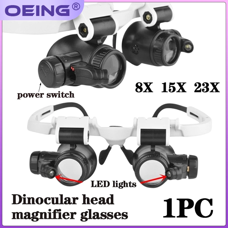 Magnifying Magnifying Glass 8X/15X/23X Jeweler Watchmaker With LED Light Telescopic Headband Magnifier Glasses Reading Loupes Eyewear - Aliexpress Deal