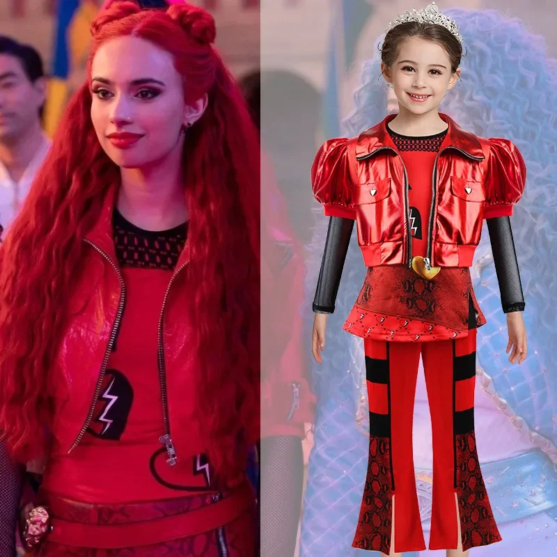 Anime Descendants 4 przebranie na karnawał nowa dziewczyna Halloween odzież do odgrywania ról 4-12 lat dzieci dziewczyna makijaż taniec czerwony