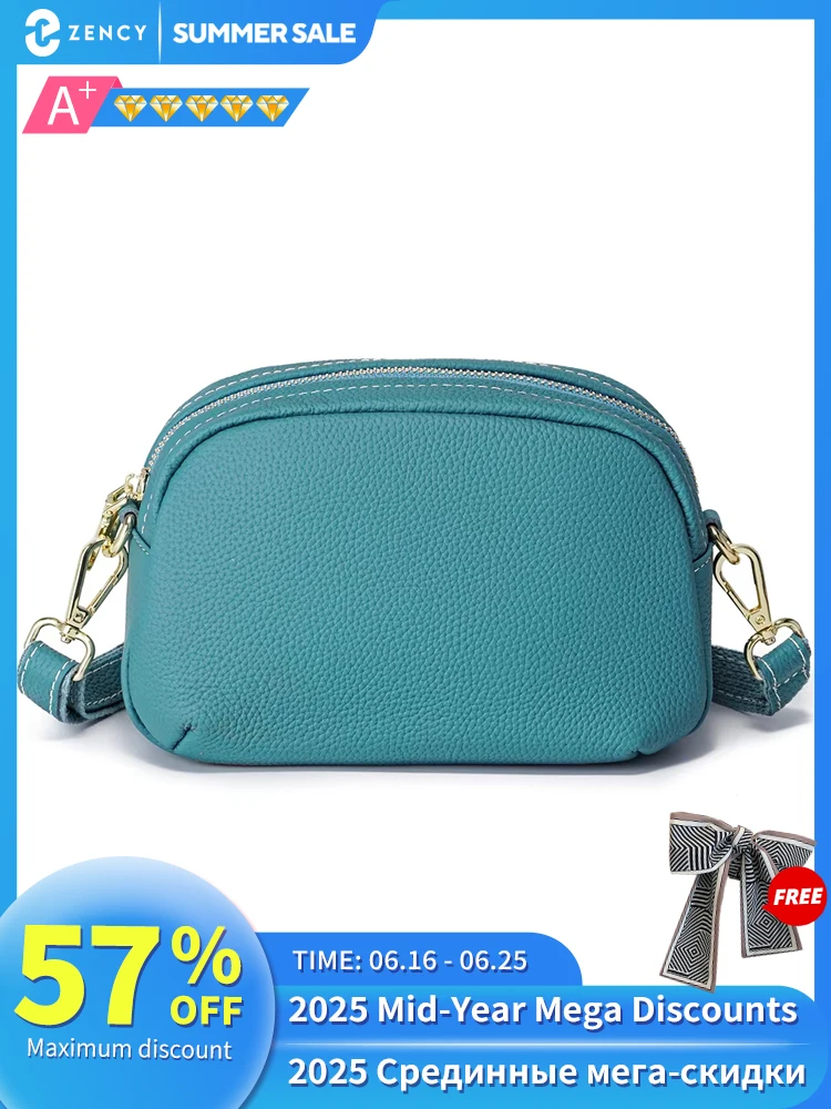 

Zency Vintage Cowhide Leather Women Shoulder Bag Messenger Casual Small Leather Handbags Crossbody Pockets Simple Fashion Purses