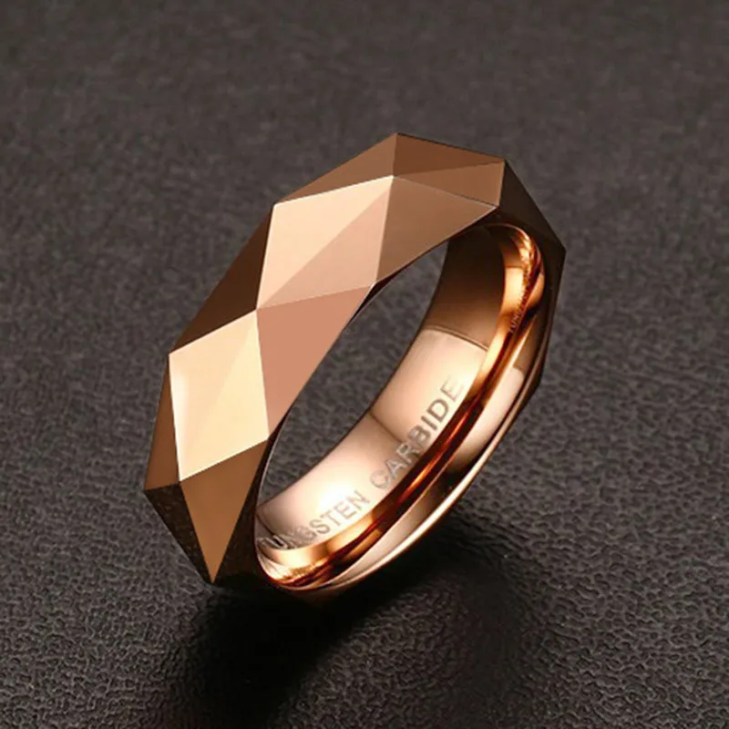 Three Colors Gold/Rose Gold Color Male Tungsten Carbide Ring Highly Polished Shining Wedding Engagement Party Ring for Men