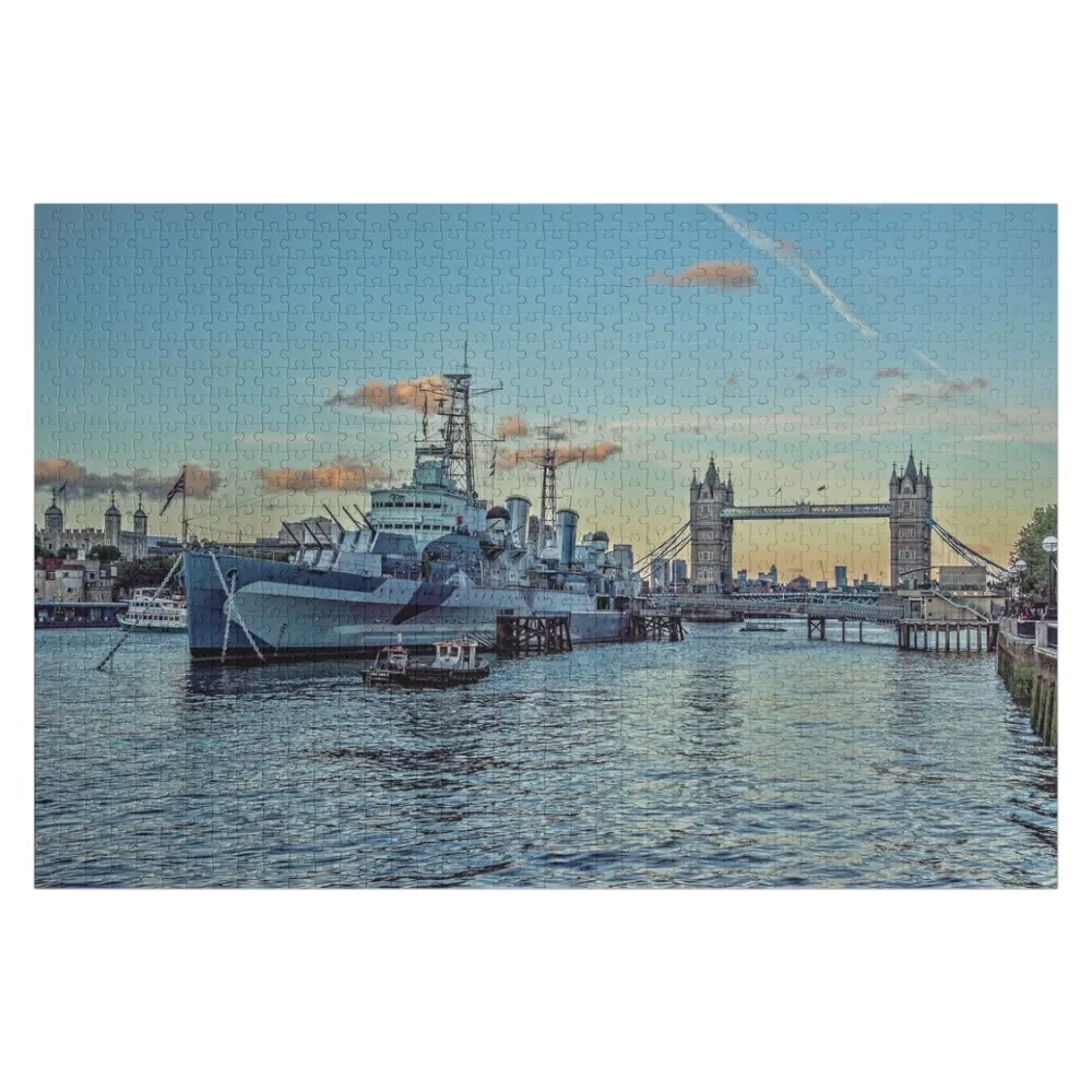#321 HMS Belfast and Tower bridge in London Jigsaw Puzzle Woodens For Adults Wooden Animal Custom Child Puzzle