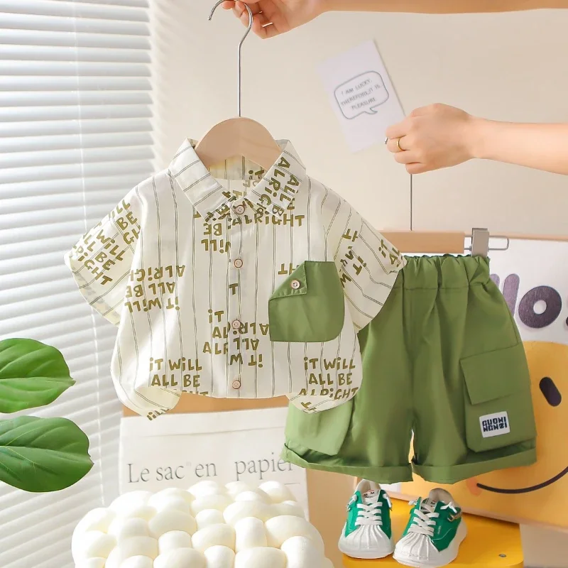 

New Summer Baby Boys Clothes Suit Children Short Sleeved Shirt Shorts 2Pcs/Sets Infant Casual Letter Clothing Kids Tracksuits