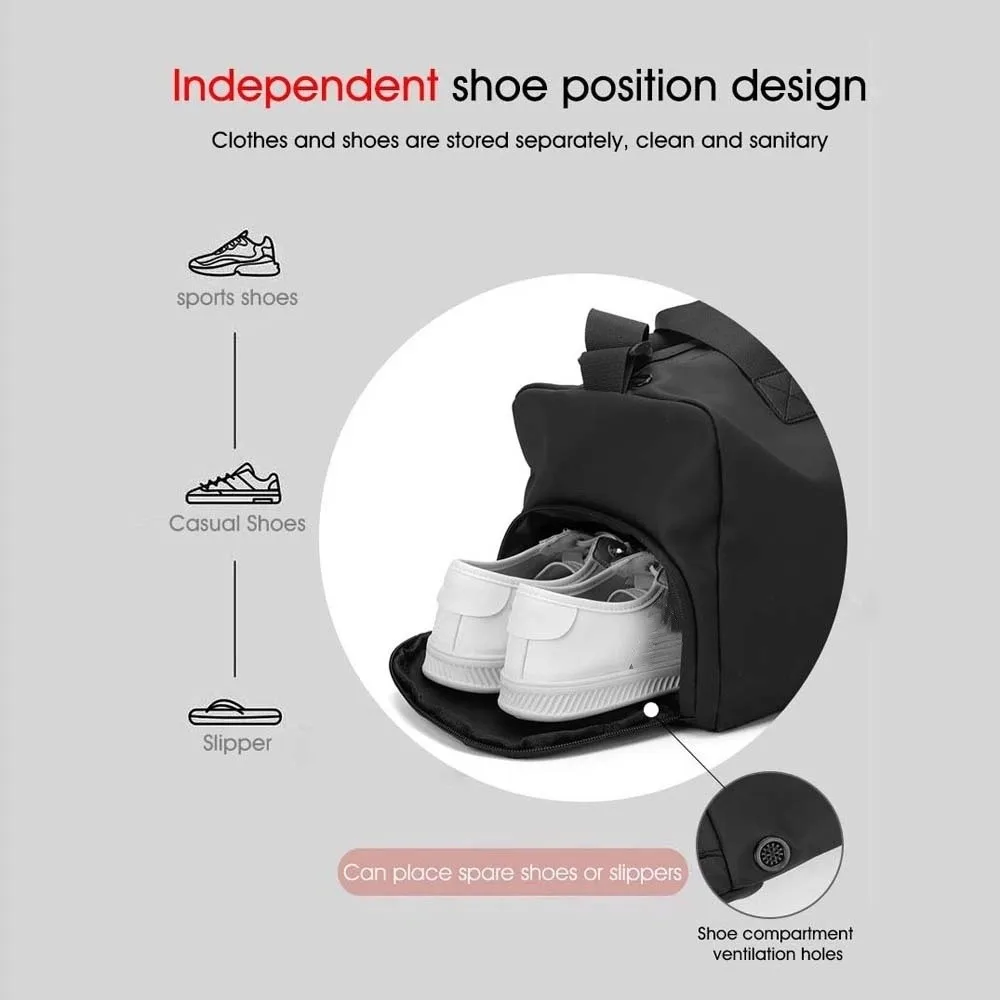 

High Density Fabric Unisex Travel Bag Solid Color Dry Wet Separation Large Capacity Fitness Bag Multi-functional Multi Layered