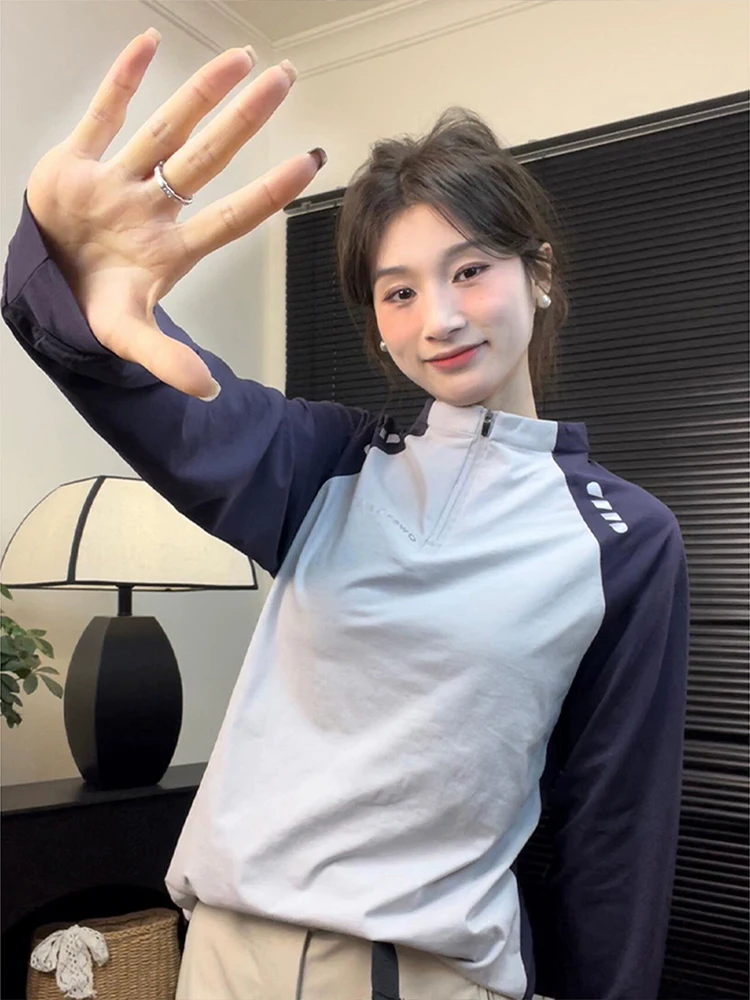 Haut de cyclisme léger à séchage rapide avec fermeture éclair pour femme, vêtement de sport d'été, t-shirt à manches longues, course en montagne en plein air, haut du corps