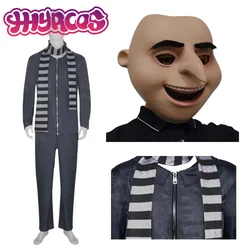 Movie DAD Gru Masks Cosplay Costume Gru Cospaly Coat Pants Scarf Mask for Men Disguise Party Fantasy Outfits Halloween Dress-Up