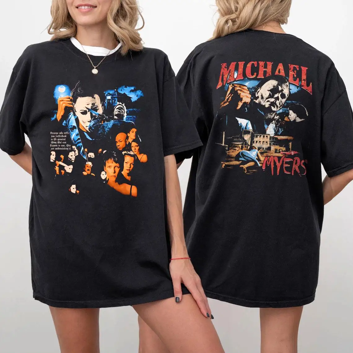 قميص مايكل مايرز للهالوين تي شيرت فيلم رعب مخيف تي شيرت مجموعة أفلام الهالوين تي شيرت سلسلة أفلام مخيفة موسم مخيف #2
