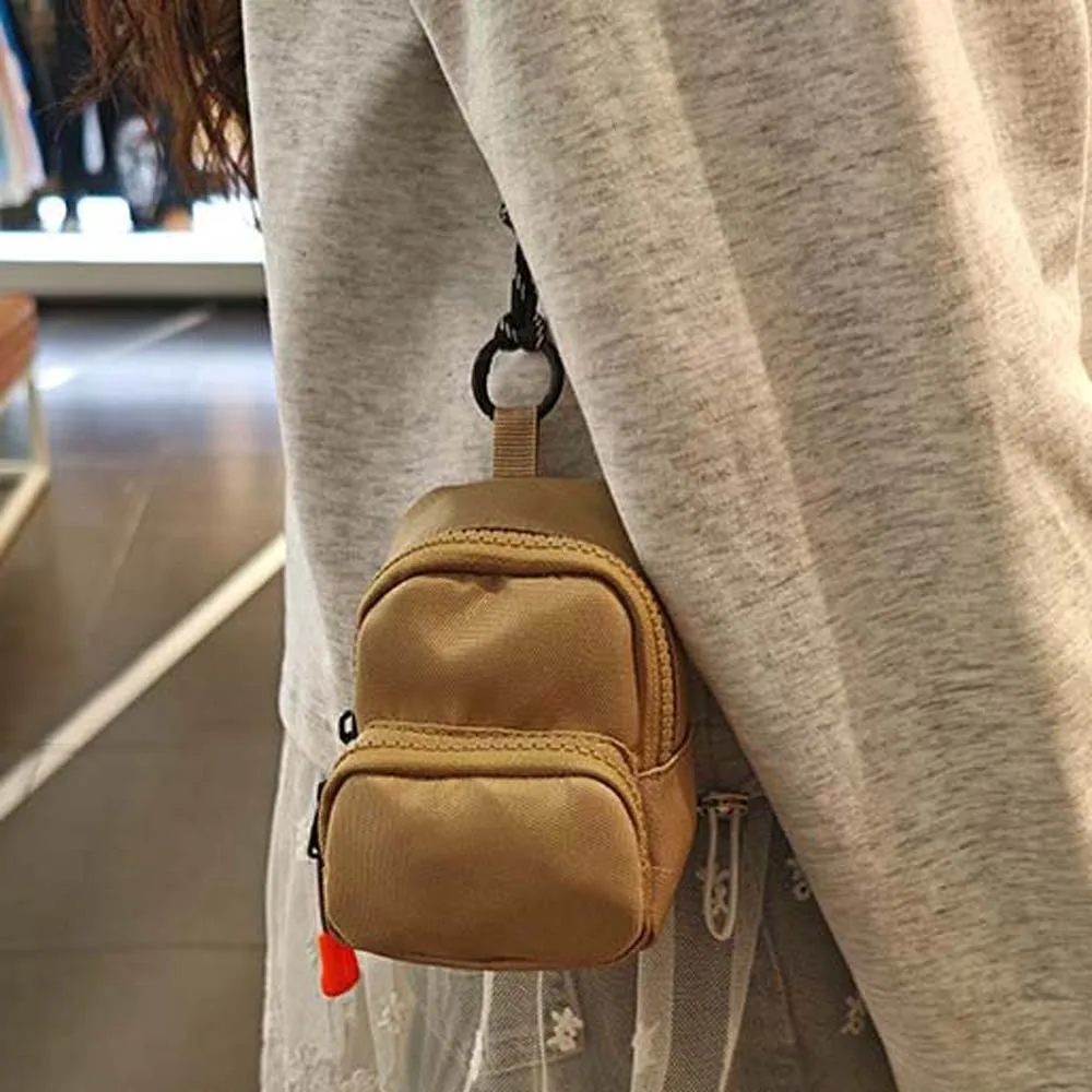 Square Hanging Neck Coin Purse Casual Backpack Shaped Oxford Cloth Mini Wallet Contrast Color Anti-splash Water