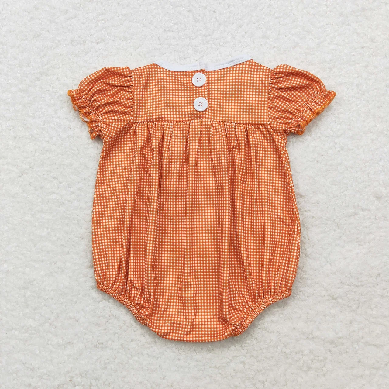 Wholesale Children Newborn Halloween Romper Embroidery Pumpkin Candy Orange Plaid Jumpsuit Kids Toddler Bubble One-piece