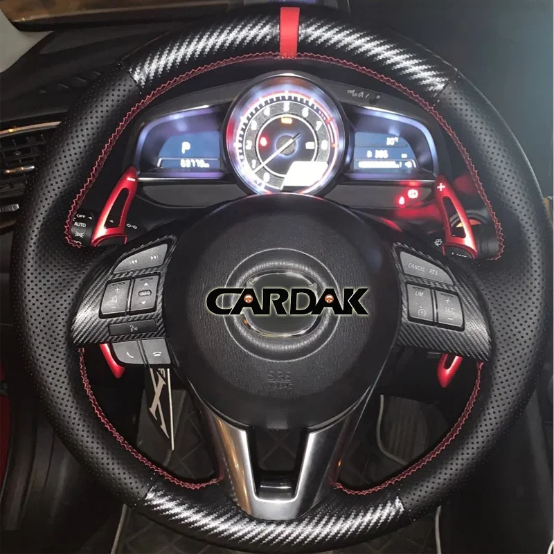 CARDAK Carbon Fiber Leather Steering Wheel Cover for Mazda 3 Axela Mazda 6 Atenza Mazda 2 CX-3 CX-5 2013 2014 2015 2016 2017