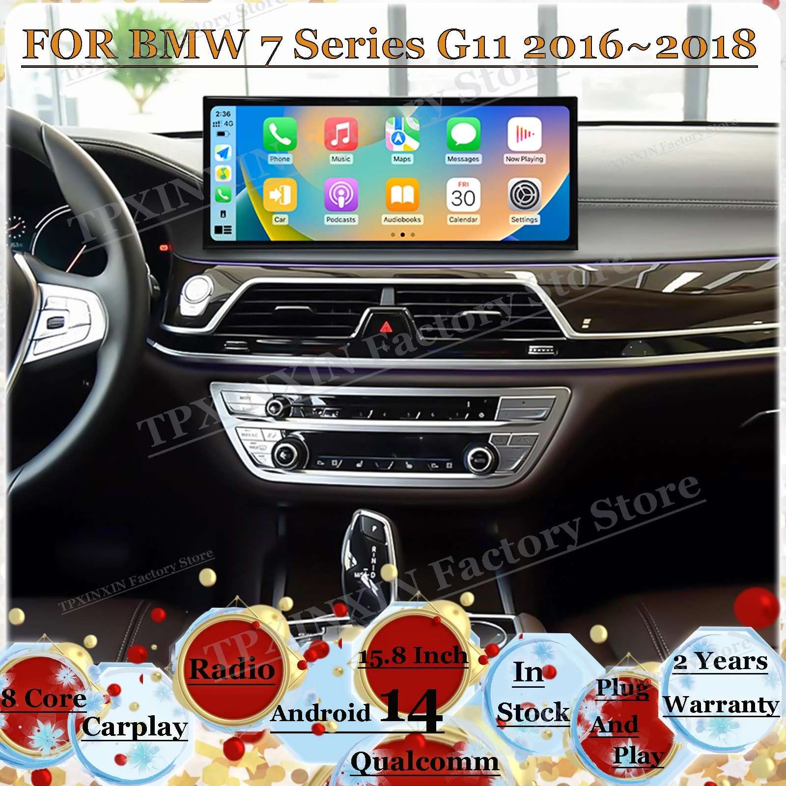 8-rdzeniowy Android 14 Multimedia do BMW serii 7 G11 2016~2018 Nawigacja GPS Radio Samochodowe Stereo Odbiornik Carplay Auto WiFi Jednostka Główna
