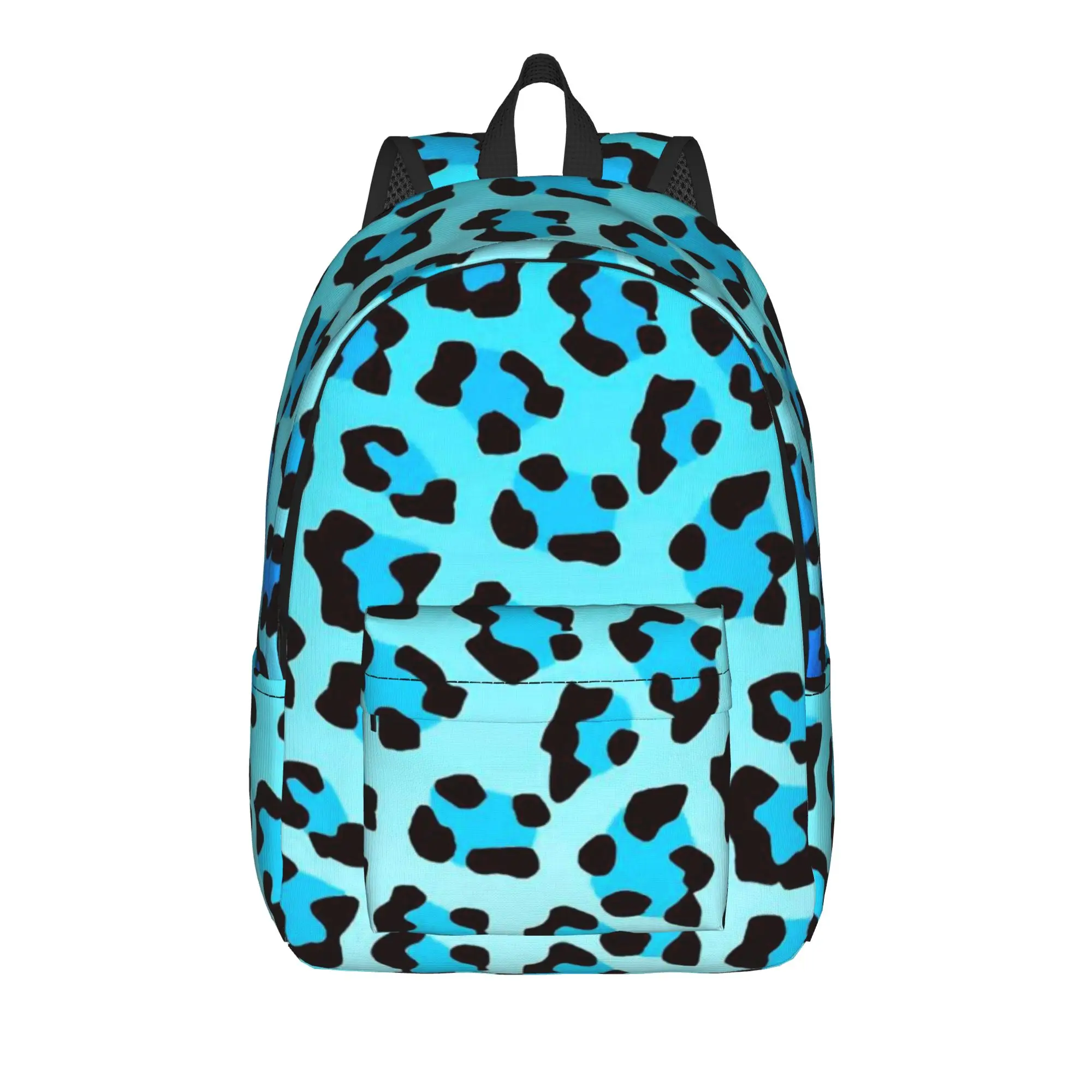 Blue Leopard Texture Backpack  Teen Polyester Outdoor Style Backpacks Durable Streetwear High School Bags Rucksack
