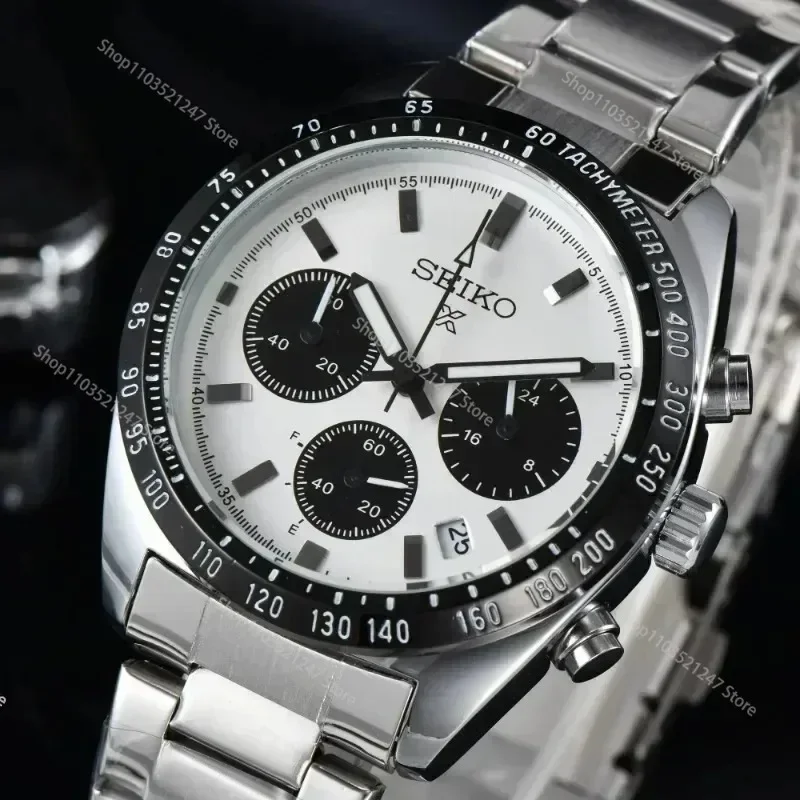 Seiko Man Watch Original SSC813P1 Classic Panda Three Eyes Series Dial Hot Sale Calendar Popularity Stainless Steel Men Watches