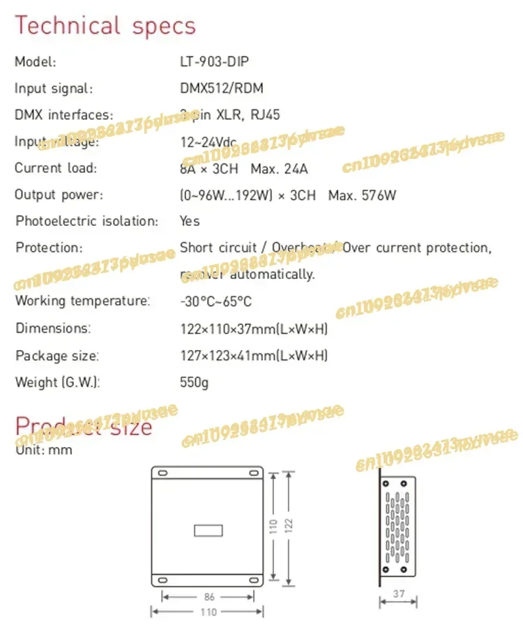 

2025 LTECH LT-903-DIP DMX512 DECODER Decoder 3Channel 2kind of DMX interfaces