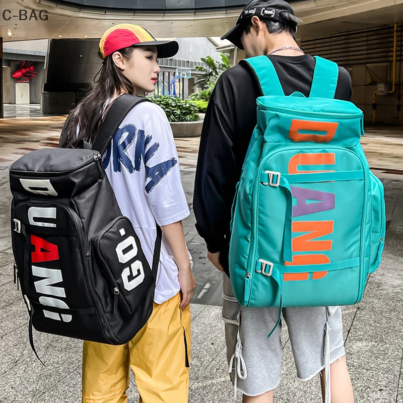 

Outdoors Multi-purpose Backpack, Large Volume Waterproof Sports Gym Bag, Chic Letter Travel Bag, Dry Wet Separation School Bag