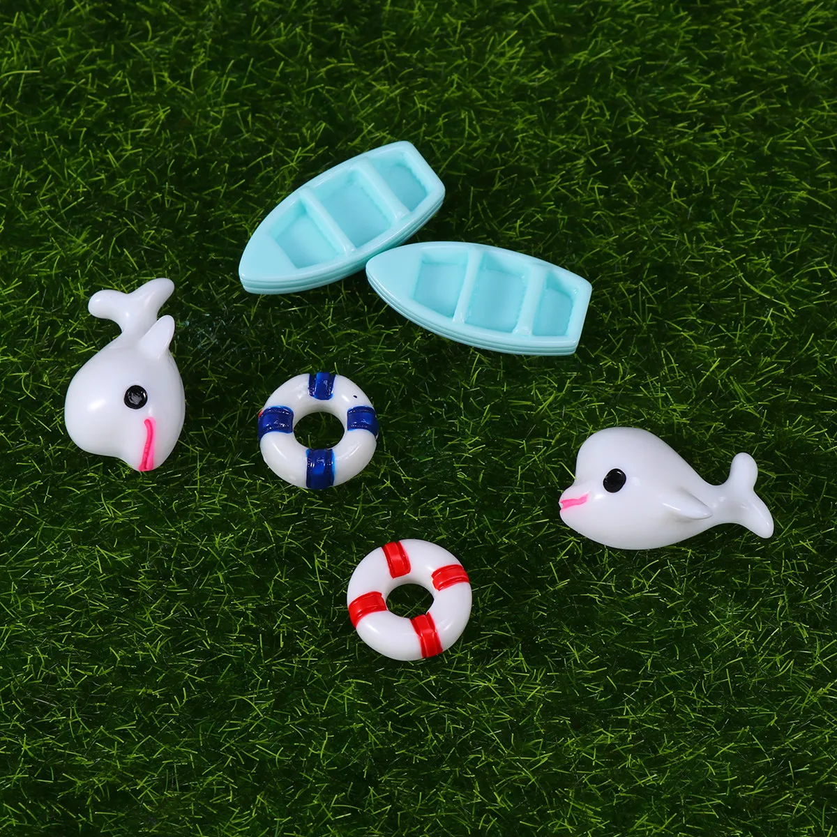Mini Resin Boat Ornament Set 12 Piece Nautical Crafts for Micro Landscape Home Office Bedroom Decor