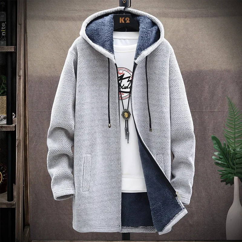 Winter Herren Fleece-Strickjacke Jacke Slim-Fit Pullover mit Kapuze Dicker Warmer Mantel Herrenbekleidung 2026