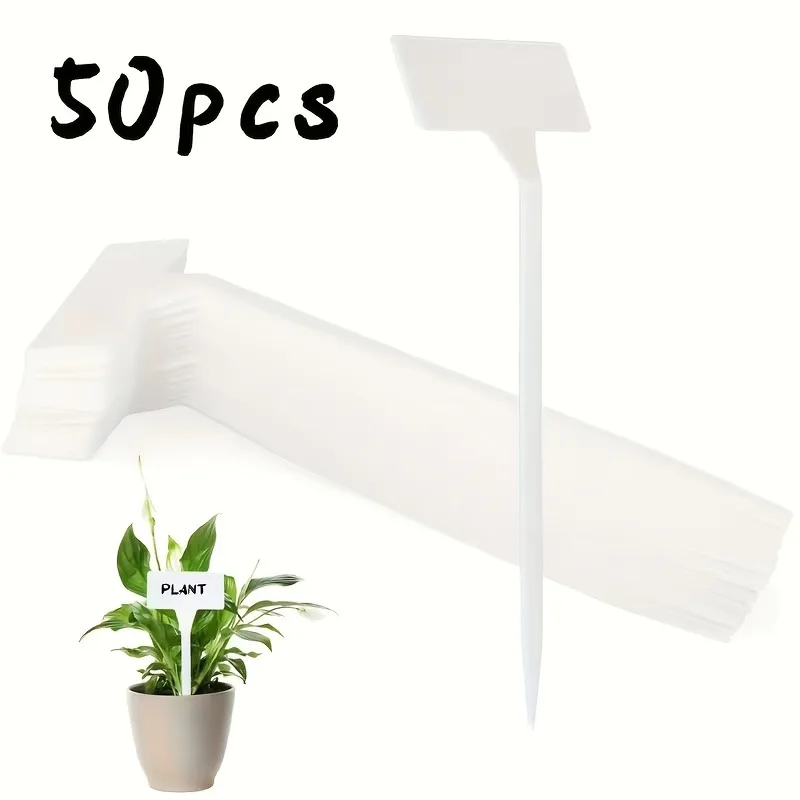 50pcs Heavy-Duty Waterproof Garden Plant Labels T-Shaped with Writing Surface for Herbs Vegetables Flowers Indoor/Outdoor Garden