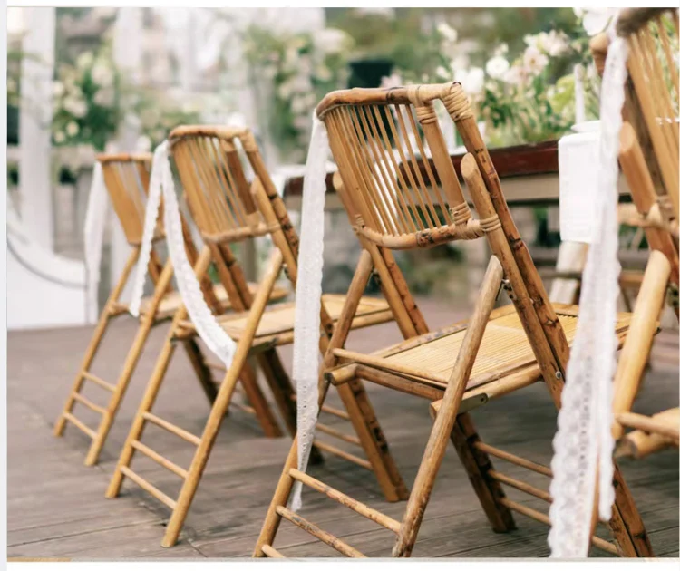 # Portable Wedding Banquet Event Party Theme Folding Bamboo Wood Dining Chair Outdoor Wedding