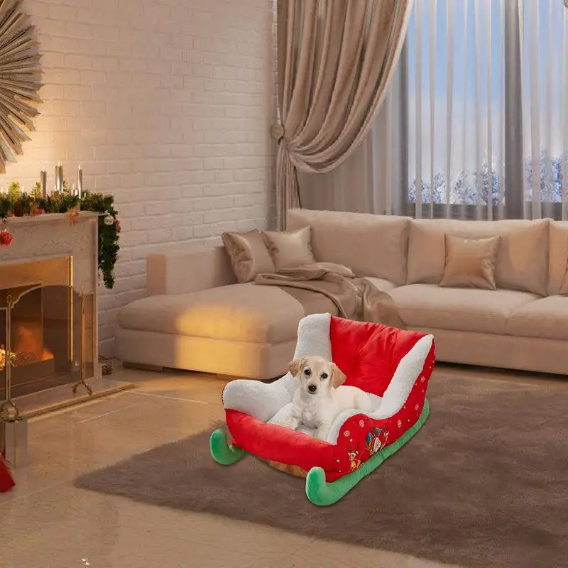 Pet Sleigh Bed Cute Sleigh Design Pet Bed Soft And Comfortable Pet Couch Cat Bed For Pet Dog Puppy Cat Kitten