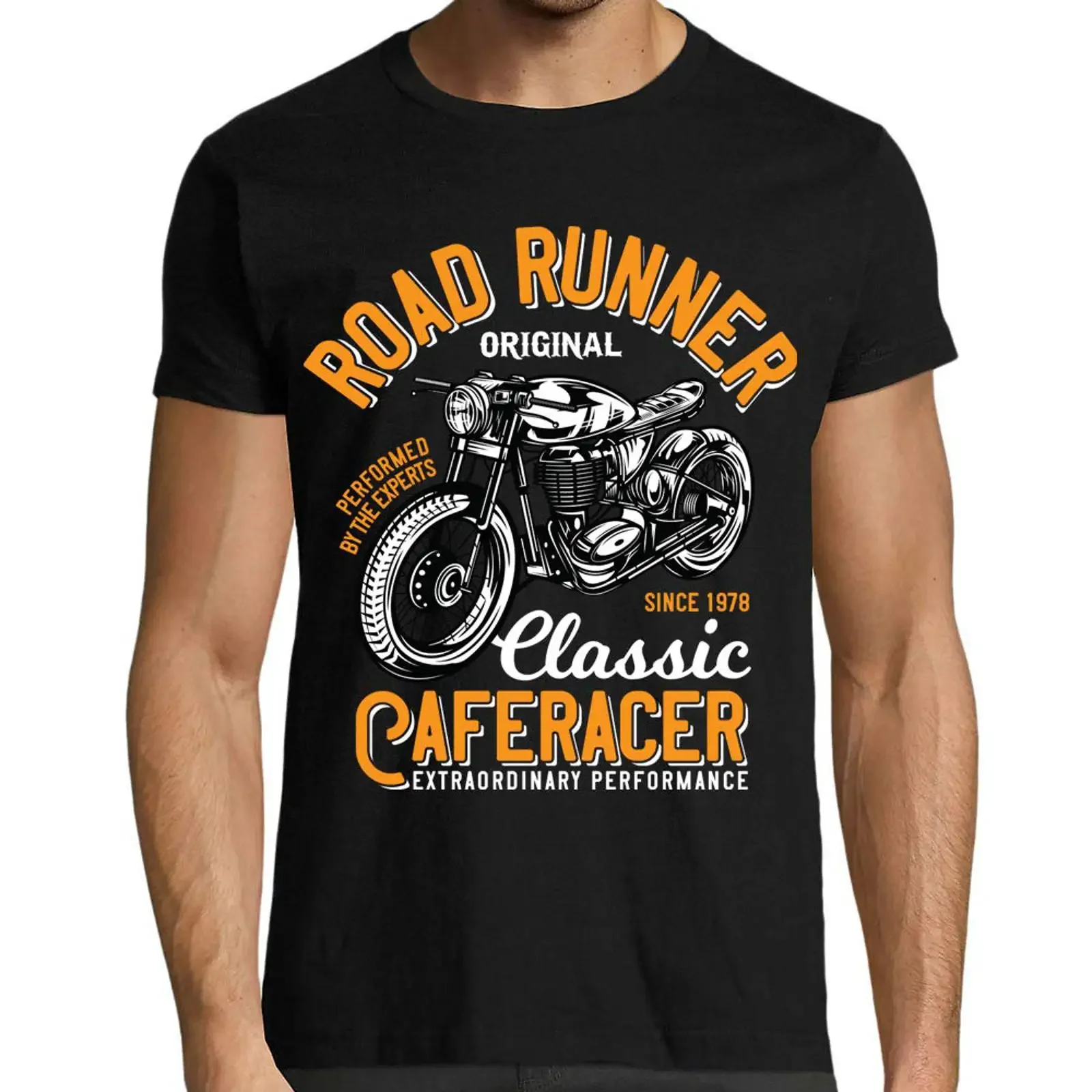 Motorrad T Shirt Premium Schwarz Road Runner Cafe Racer Gr M vintage Washed homme Versatile fashion Casual graphic streetwear