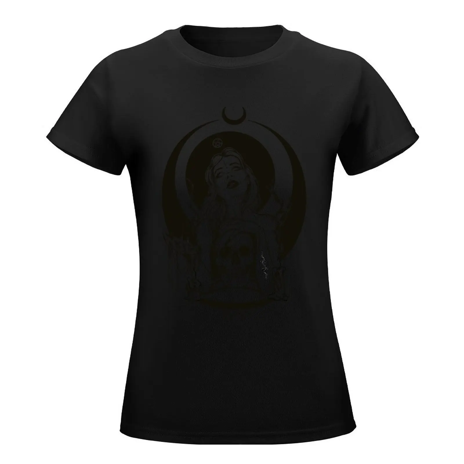 Black Magic Woman, ritual Witch, moon, girl, nocturnal stranger, bdsm, dark nun, vampire, skull, night T-Shirt