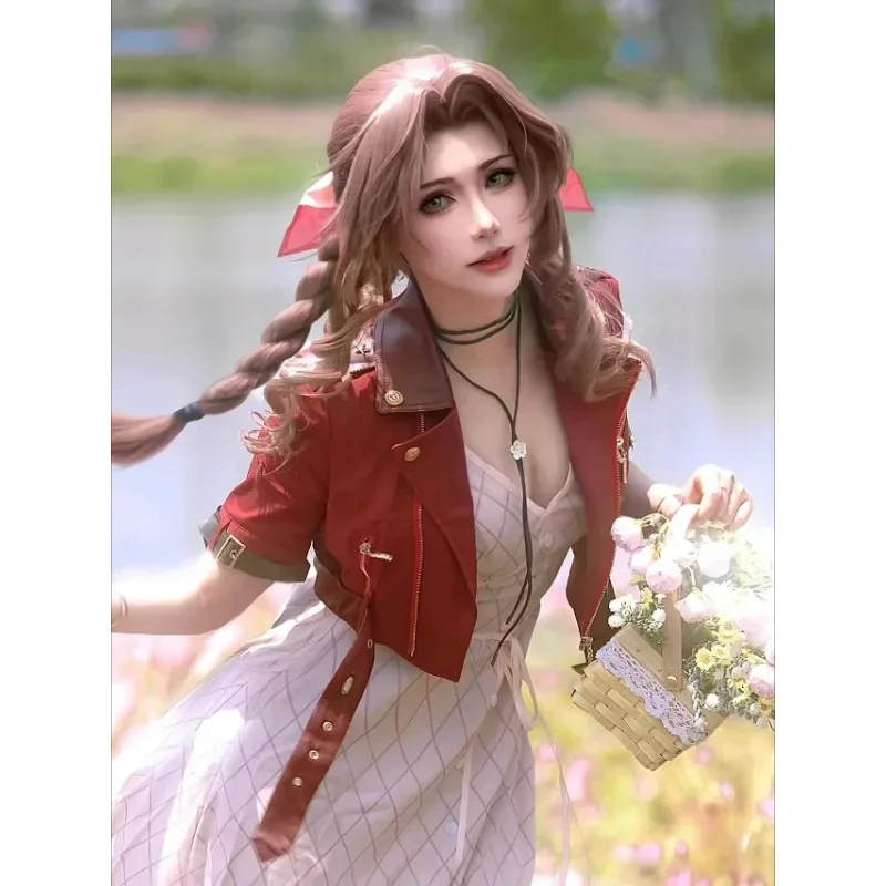 Aeriths Gainsborough Cosplay Finally Fantasy Game Christmas Costume Red Full Set Cool New Year Role Play Outfit Women Girls