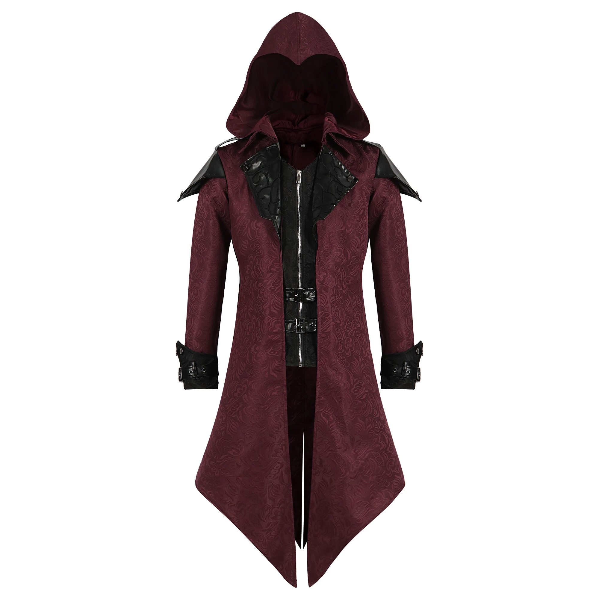 Assassin Cosplay Costume Medieval Man Streetwear Hooded Jackets Male Retro Stitching Coat Halloween Carnival Party Costumes