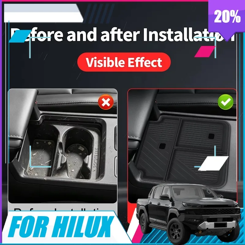 BOMP For Toyota Hilux 2026 Cup Holder Storage Box Center Console Organizer Privacy Storage Interior Modification Accessories