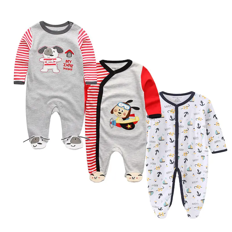 Kiddiezoom Cartoon Baby Rompers 3-Pack Boy Girl Bebe Jumpsuits Unisex  Newborn Cotton Legging Clothes