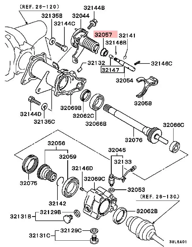 PAJERO IO H77W H76W H65H67W OIL SEAL,FREEWHEEL CLUTCH ACTUATOR ROD MB837952