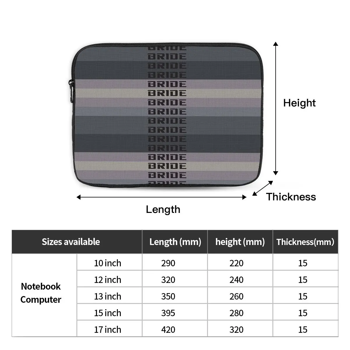 BRIDE JDM MATERIAL Notebook Laptop Bag Case Pouch Notebook Sleeve Cover Bag Tablet Shockproof Case Bag