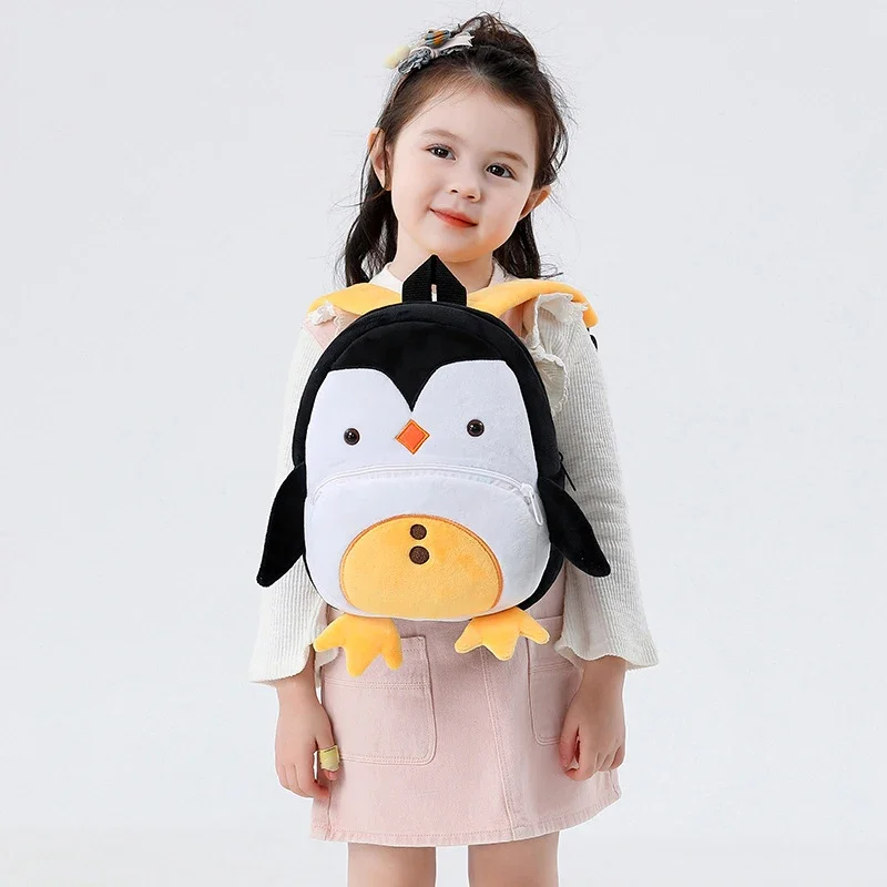 Sac à Dos d\'École 3D en Peluche pour Enfant, Petit Cartable Mignon avec Animal de Dessin Animé, pour Garçon et Fille de la Maternelle