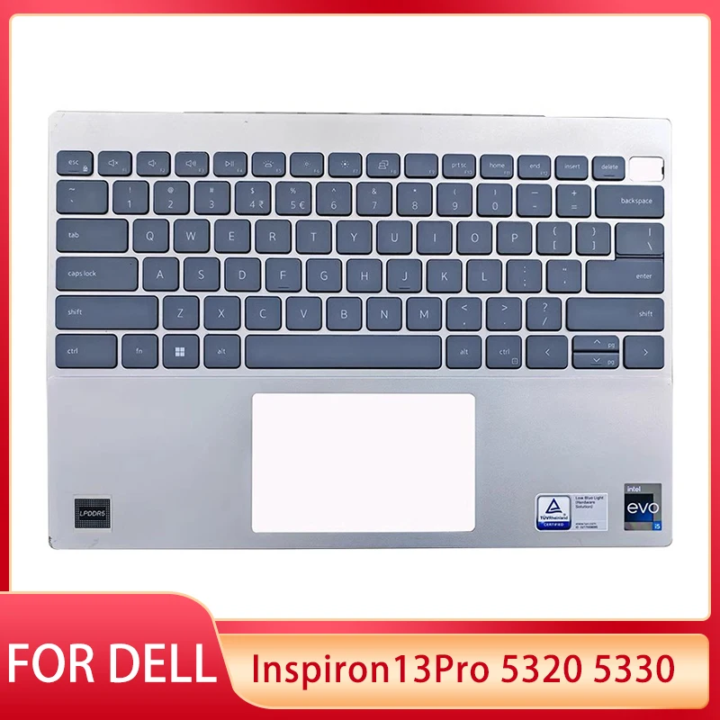 

New For DELL Inspiron 13Pro 5320 5330 Laptop US Keyboard With Backlight Palmrest Upper Cover Case Silver