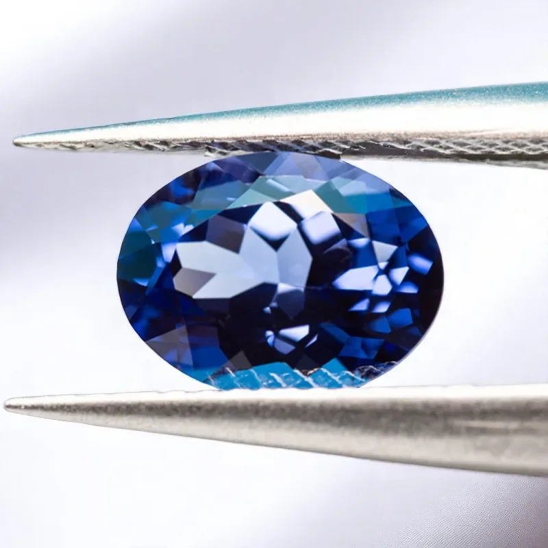 Laborgezüchteter Saphir in Königsblau, Ovaler Form, Verschiedene Größen, Edelstein, Besteht Diamanttester, für DIY-Schmuckherstellung mit Zertifikat – Detail 3