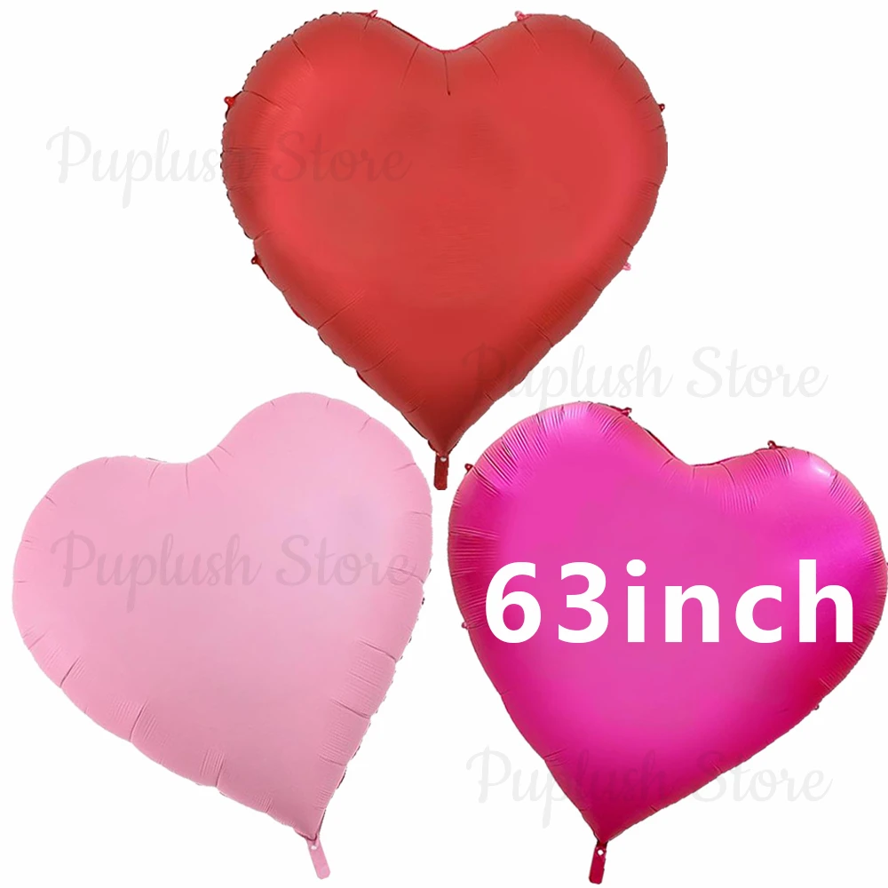 

150cm Large Heart Balloons 63inch Huge Red Hot Pink Heart Foil Balloon for Valentine's Day Wedding Anniversary Party Decor