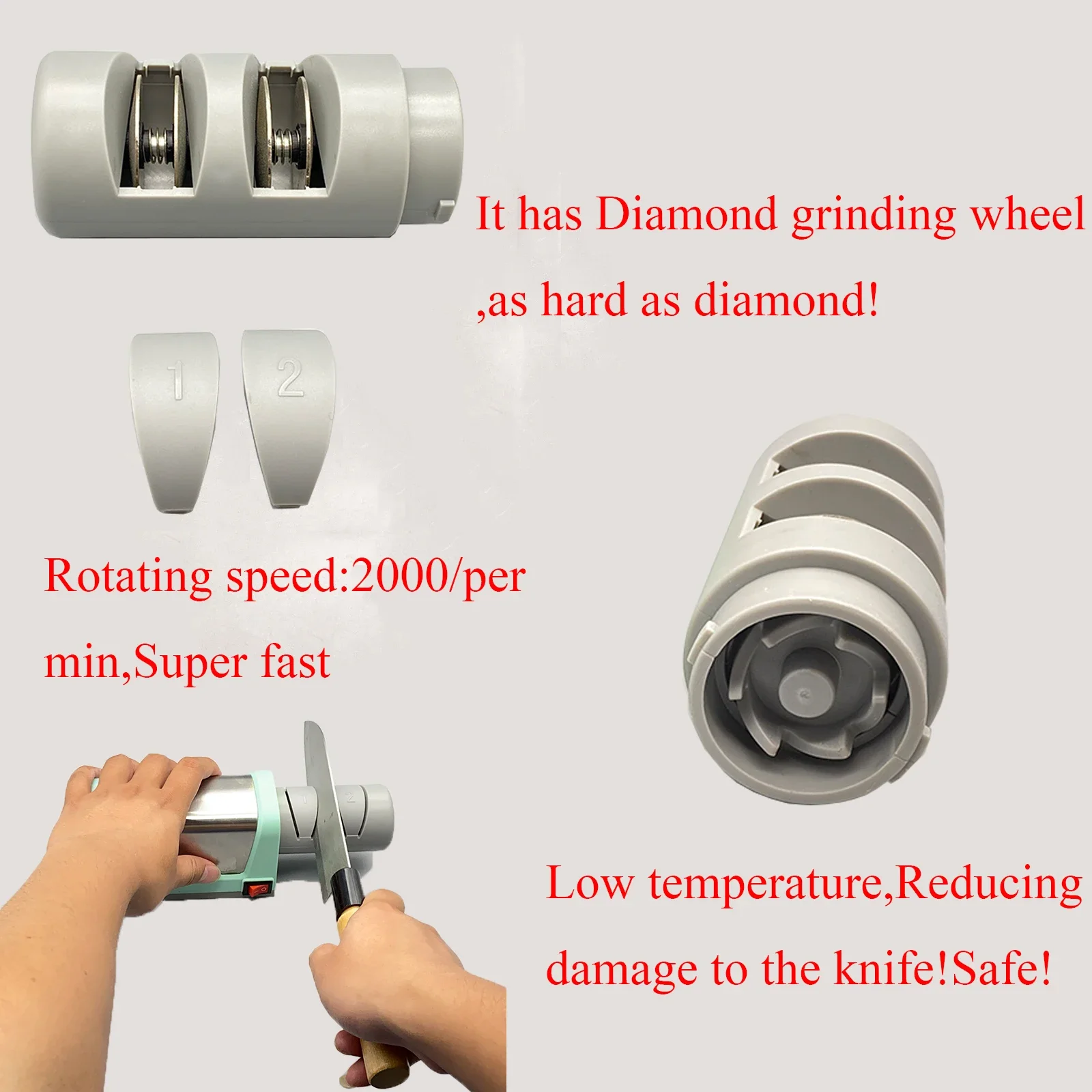 Electric Knife Sharpener Professional Household Kitchen Sharpeners Machine  Diamond Sharpening Stone Two Stages 600/1000# Grind