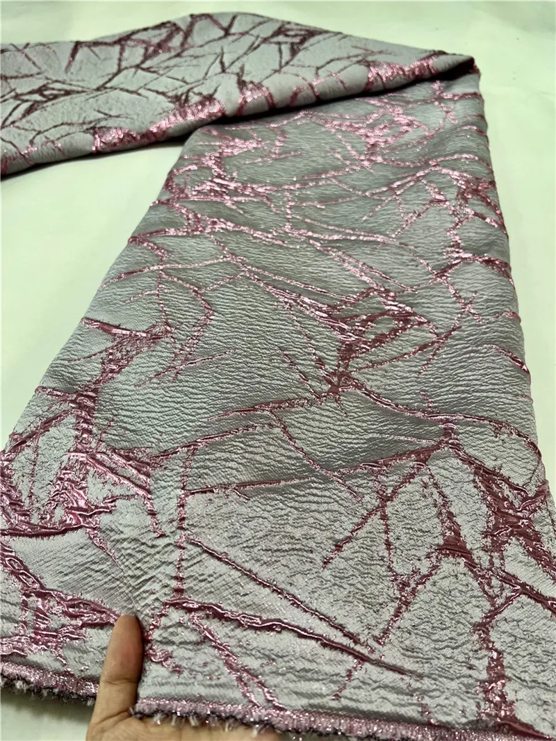 Blue Brocade Fabric Damask Jacquard Lace 5Yard African Gilding Floral Material Brocard Tissu Dentelle Africaine For Dress DJB34